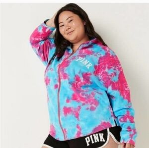 VS VICTORIAS SECRET PINK VARSITY HALF ZIP PULLOVER SWEATER JACKET TOP TI…